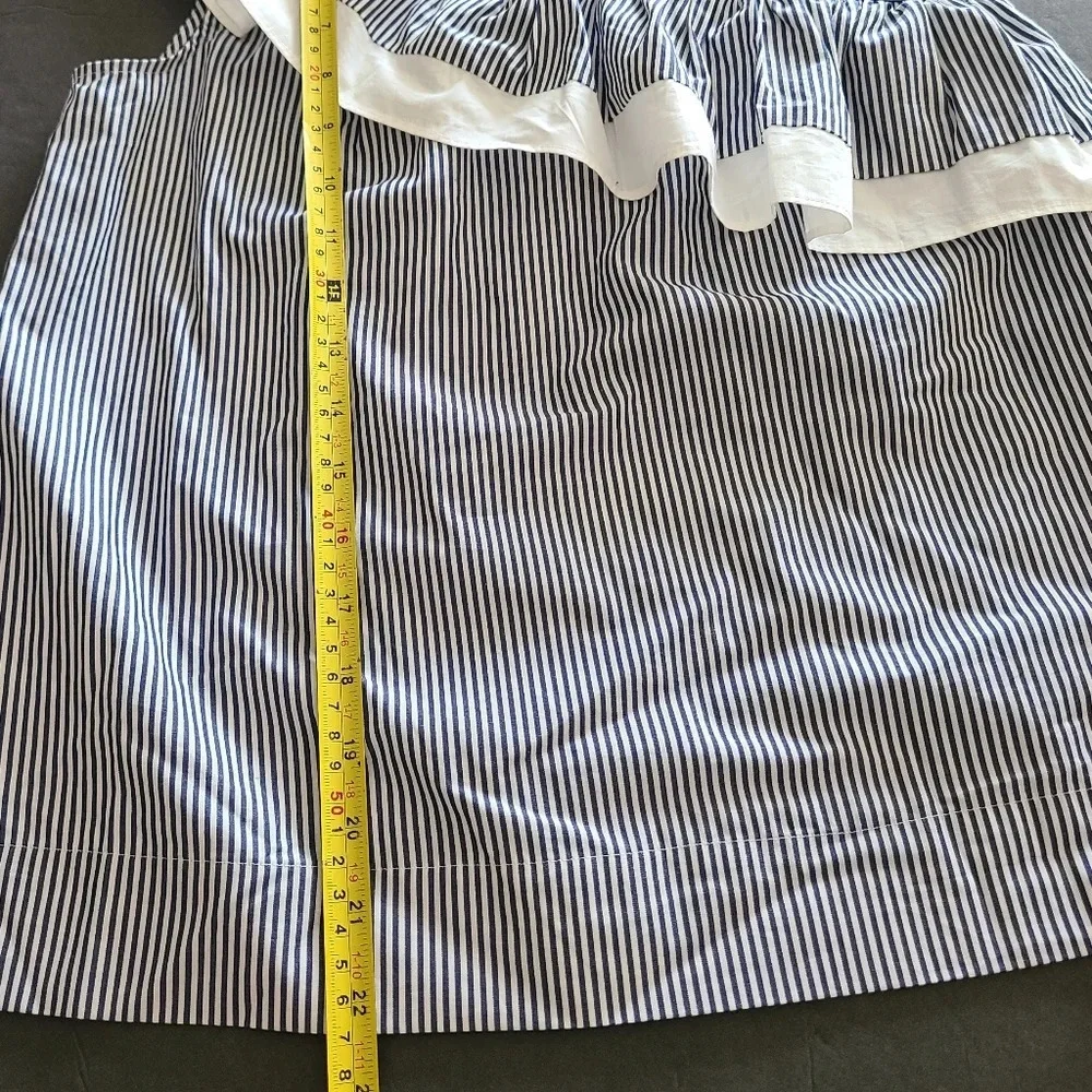 NWT J.Crew size 2 women's top ruffle one shoulder blue & white